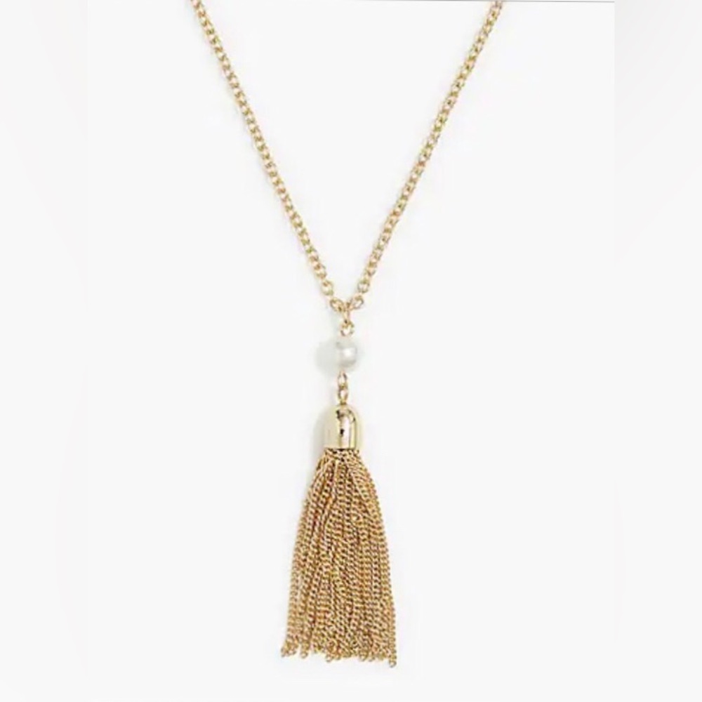 Gold & Pearl Tassel Necklace